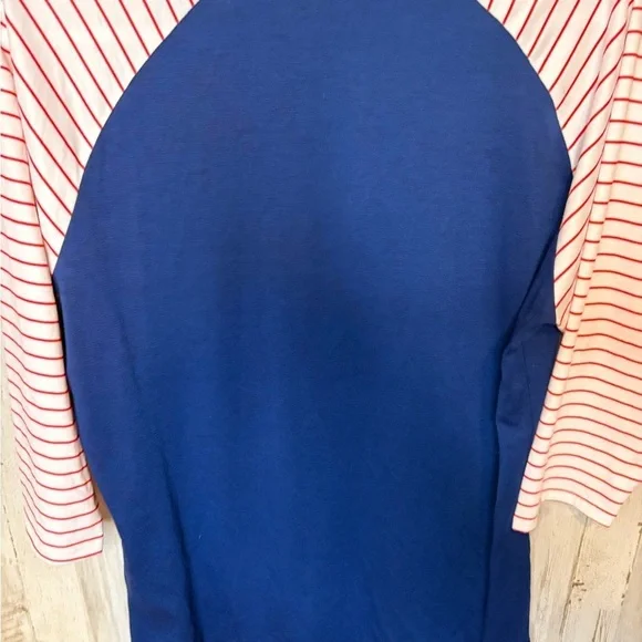 LulaRoe Size L & 3X Blouse Top Blue, Red & White Stripes with Raglan Sleeve - Picture 10 of 14